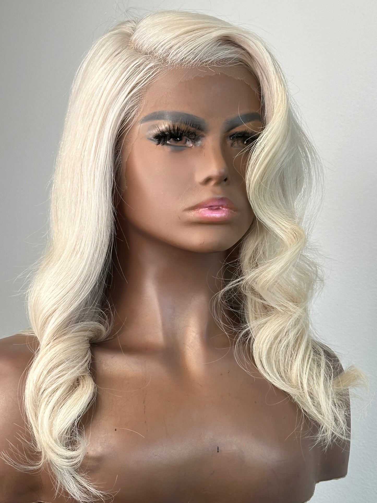 Kelly 18"Platinum Blond Illustra™ Invisble Lace Top Human Hair Non Surgical Hair Replacement