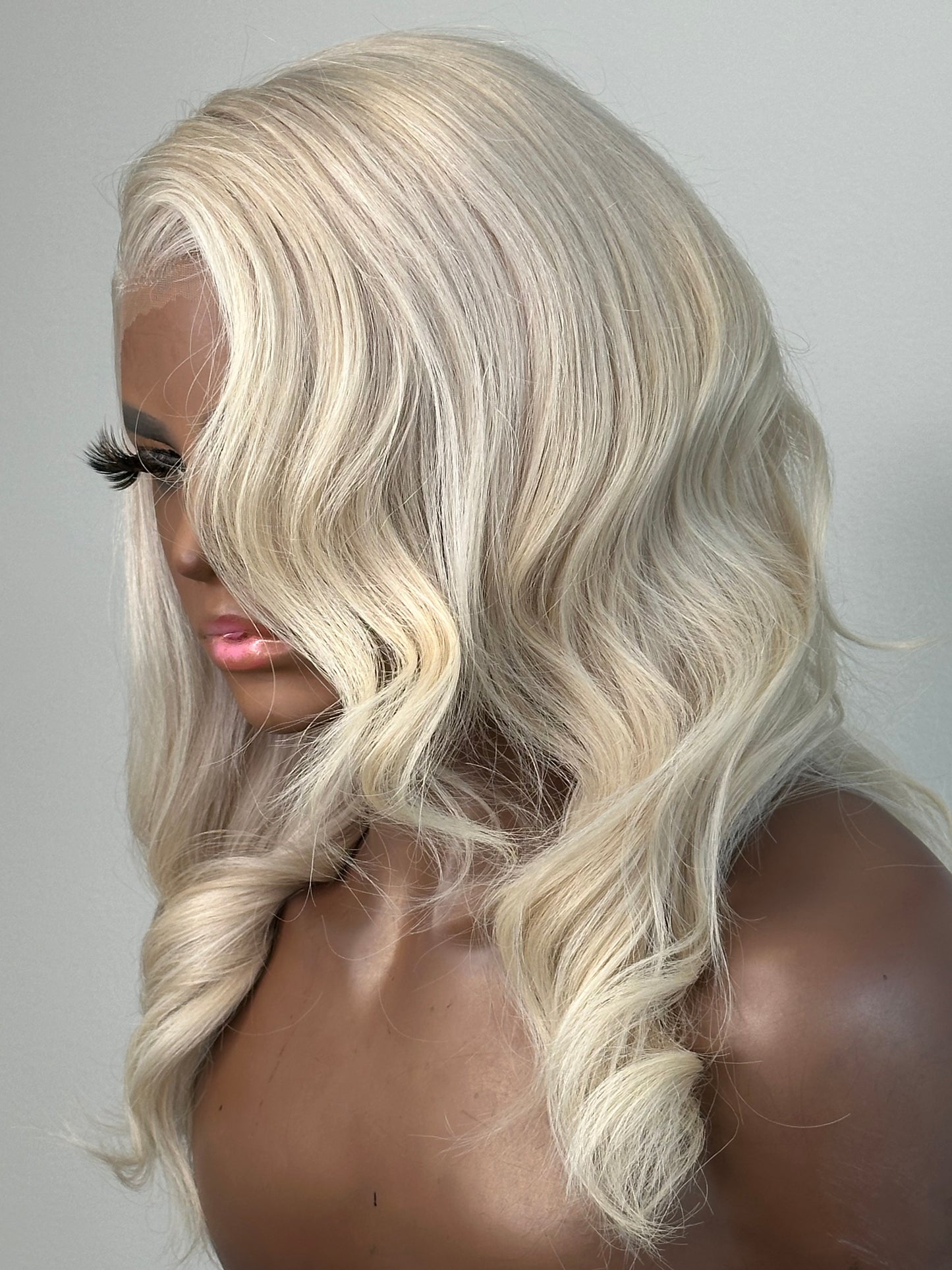 Kelly 18"Platinum Blond Illustra™ Invisble Lace Top Human Hair Non Surgical Hair Replacement