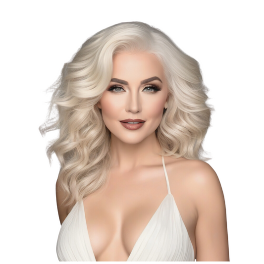 Kelly 18"Platinum Blond Illustra™ Invisble Lace Top Human Hair Non Surgical Hair Replacement