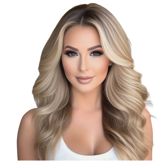 Dana 20" Lace Dark Root Blond Balayage Illustra™ Invisble Lace Top Human Hair Non Surgical Hair Replacement