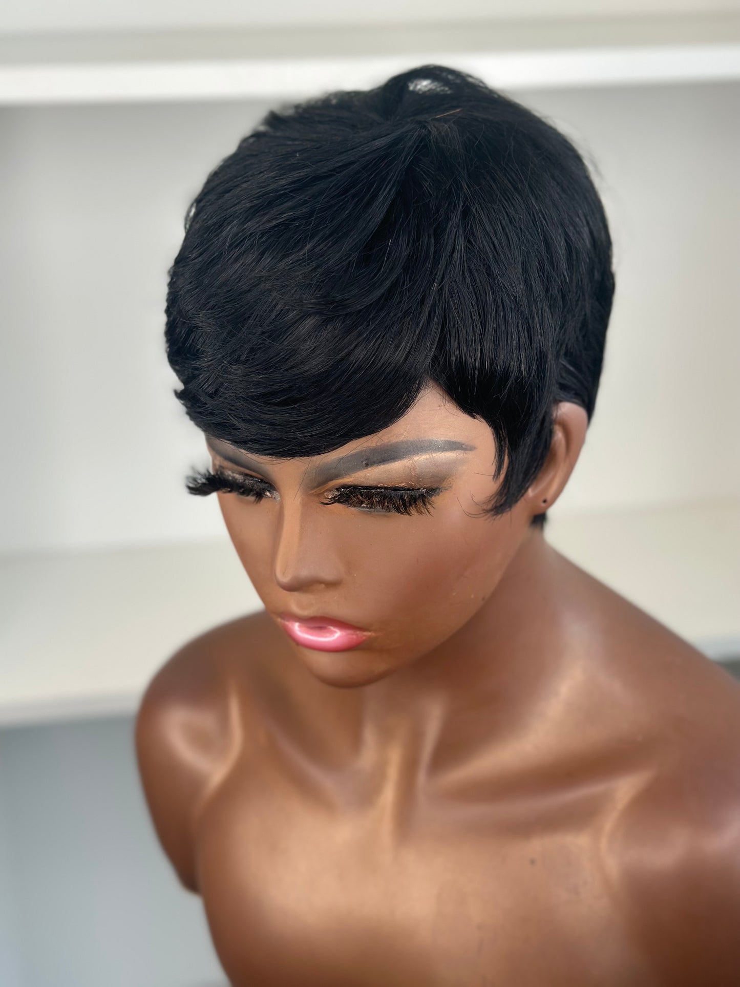 Lola-Short Style Pixie Style No Lace Human Hair Glueless Wig