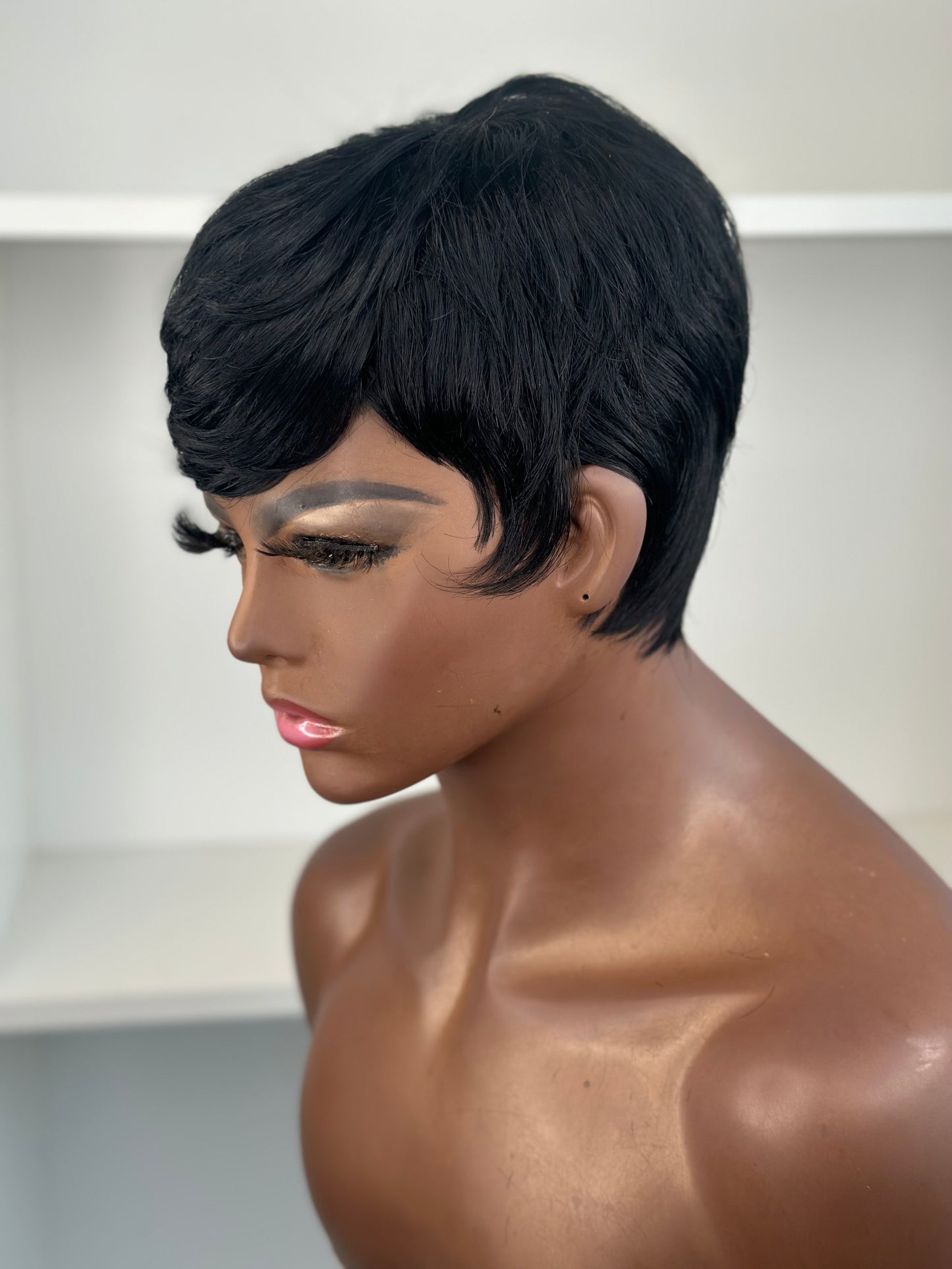 Lola-Short Style Pixie Style No Lace Human Hair Glueless Wig